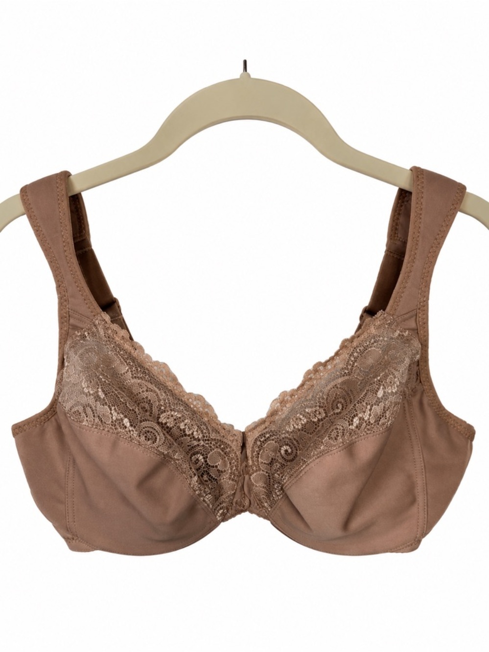 NWOT Glamorise 36DD Low Cut Wonderwire Lace Bra Underwire #1240 Cappuccino